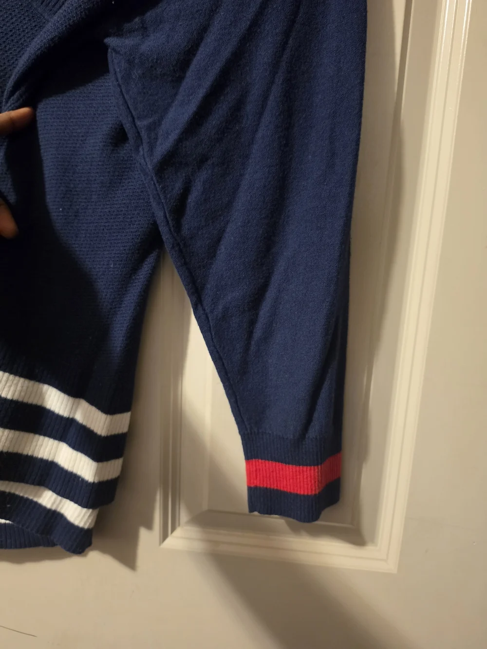 Champs Navy V-Neck Sweater with Red and White Trim 1x